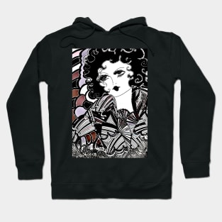 ART DECO, BLACK, DOLLY FLAPPER,,House of Harlequin Hoodie